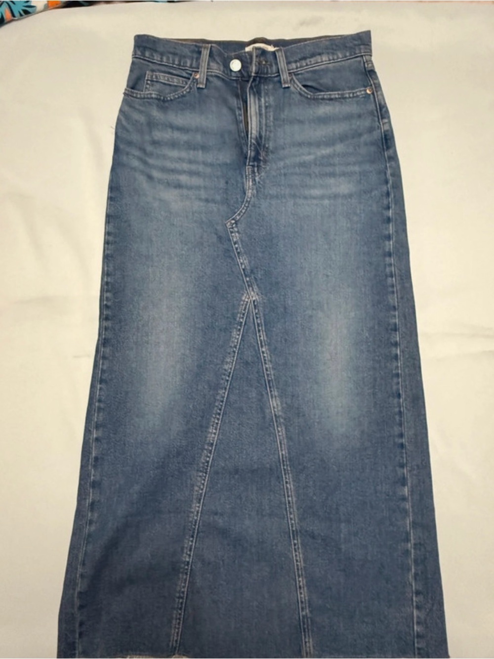 Signature by Levi Strauss Blue Denim Maxi Skirt with Front Panel Seam